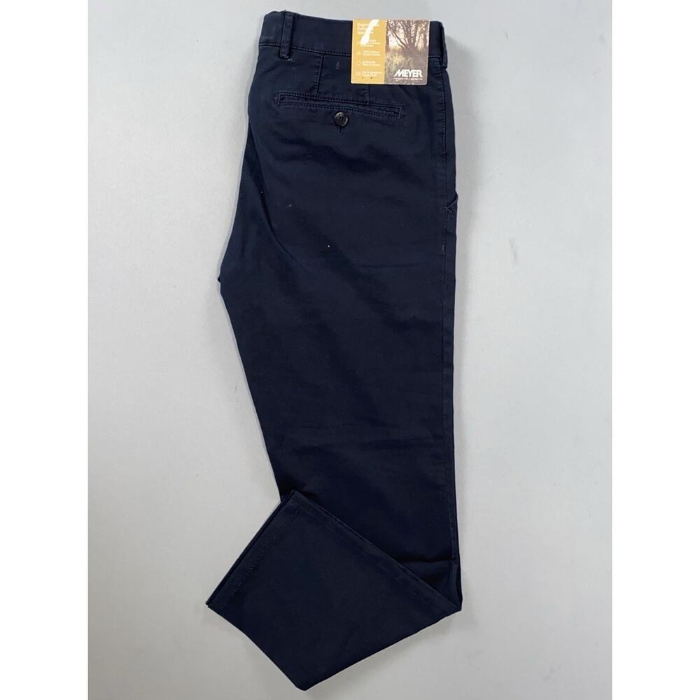 Meyer 'Bonn' Flat Front Stretch Chino Pants. Washed Navy, Tag 48 (32X28). NWT!